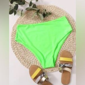 Lime green high waisted bikini bottoms